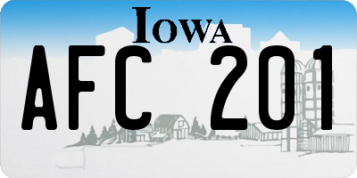 IA license plate AFC201