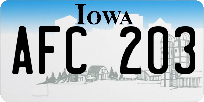 IA license plate AFC203