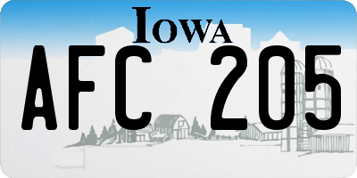 IA license plate AFC205