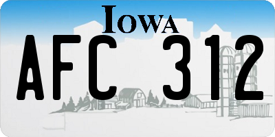 IA license plate AFC312
