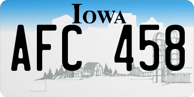 IA license plate AFC458