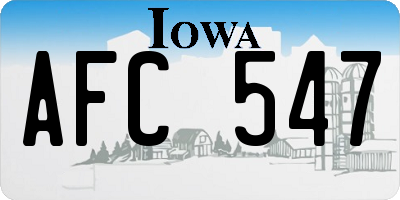 IA license plate AFC547