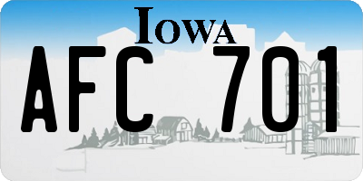 IA license plate AFC701