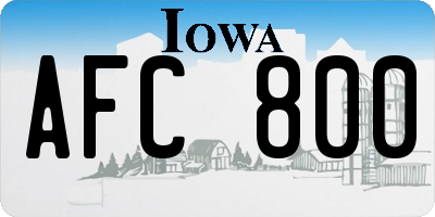 IA license plate AFC800