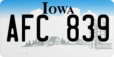 IA license plate AFC839