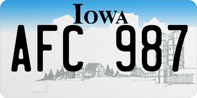 IA license plate AFC987