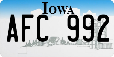IA license plate AFC992