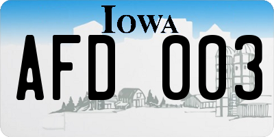 IA license plate AFD003