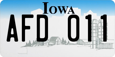 IA license plate AFD011