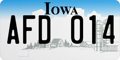 IA license plate AFD014