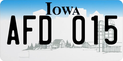 IA license plate AFD015