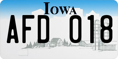 IA license plate AFD018