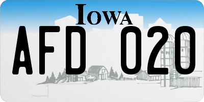 IA license plate AFD020