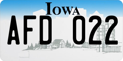 IA license plate AFD022