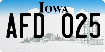 IA license plate AFD025