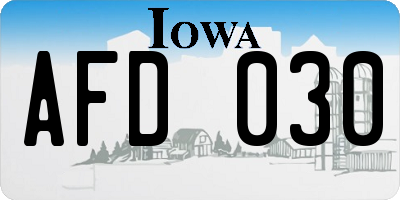 IA license plate AFD030