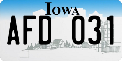 IA license plate AFD031