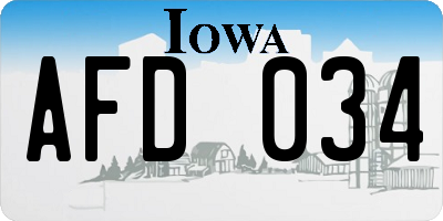 IA license plate AFD034