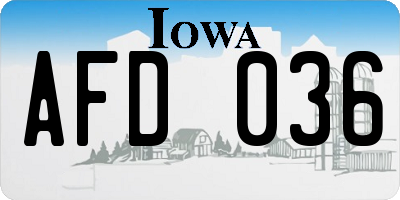 IA license plate AFD036