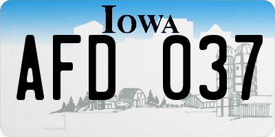 IA license plate AFD037