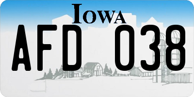 IA license plate AFD038