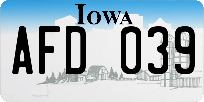 IA license plate AFD039