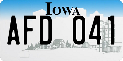 IA license plate AFD041