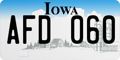 IA license plate AFD060