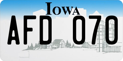 IA license plate AFD070