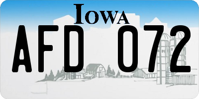 IA license plate AFD072