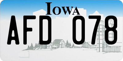 IA license plate AFD078