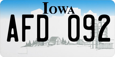 IA license plate AFD092