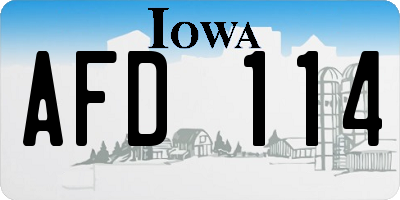 IA license plate AFD114
