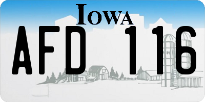 IA license plate AFD116