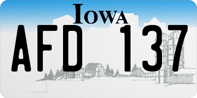 IA license plate AFD137