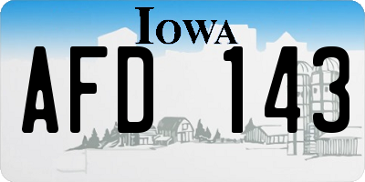IA license plate AFD143
