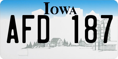 IA license plate AFD187