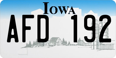 IA license plate AFD192