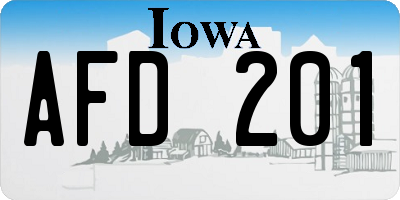 IA license plate AFD201