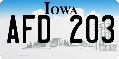 IA license plate AFD203