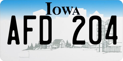 IA license plate AFD204