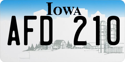 IA license plate AFD210