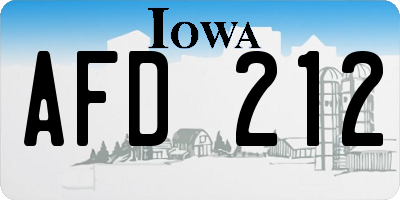 IA license plate AFD212