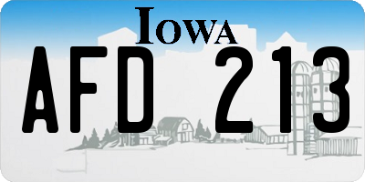 IA license plate AFD213