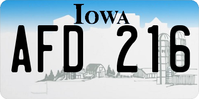 IA license plate AFD216