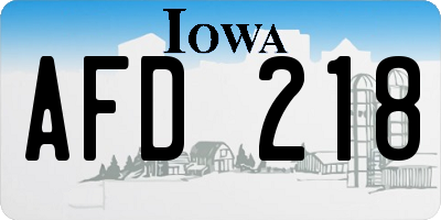 IA license plate AFD218