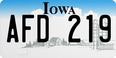 IA license plate AFD219