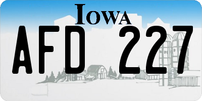 IA license plate AFD227