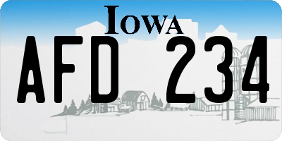 IA license plate AFD234