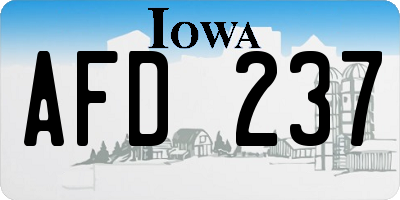 IA license plate AFD237
